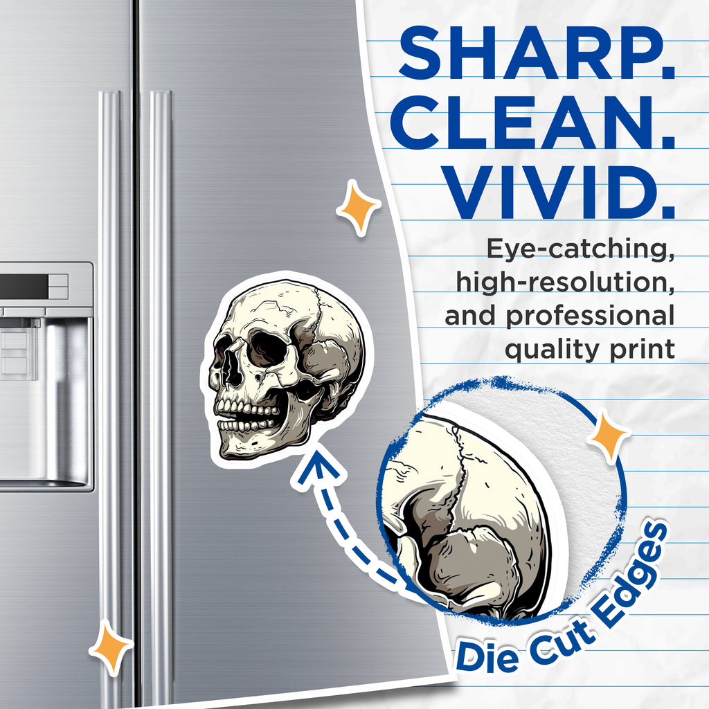 (2 Pack) Gothic Skull Magnets - Halloween Fridge Decor - Alternative Home Style - 5 Inches On Longest Side - Thick Durable Magnet - Made in USA - MAG38113
