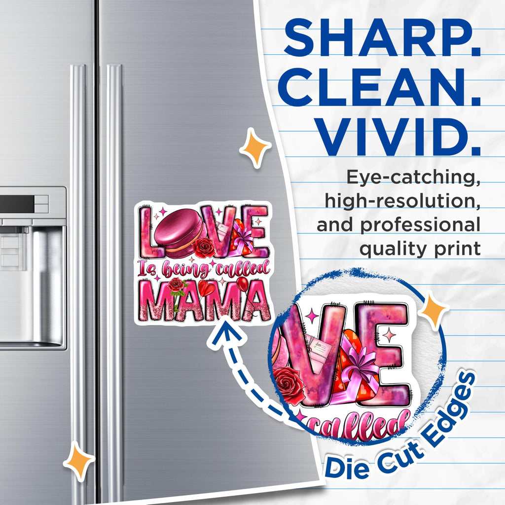 (2 Pack) Love is Being Called Mama Magnets - New Mom Appreciation - Mother's Day Decoration - 5 Inches On Longest Side - Thick Durable Magnet - Made in USA - MAG30617
