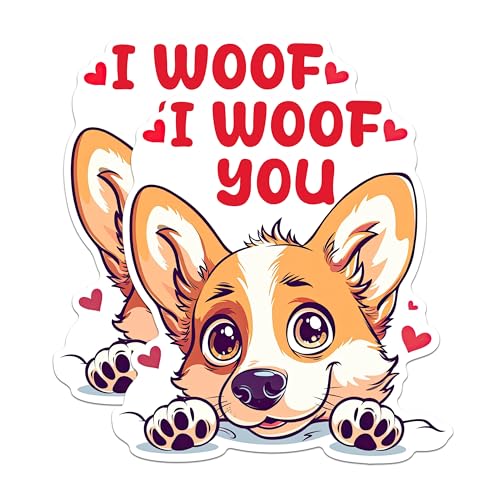 (2 Packs) I Woof You Pembroke Welsh Corgi Magnets - Pembroke Welsh Corgi Magnets - 5 Inches On Longest Side - Premium Magnet - for Fridges, Toolboxes, Cars - Made in USA - MAG2535