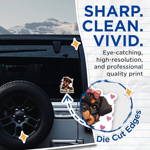 (2 Packs) I Woof You Cute German Shepherd Stickers - German Shepherd Dog Mom Dad Decals - 5 Inches On Longest Side - Premium Vinyl Decal - Sticks to Any Smooth Flat Surface - Made in USA - BMCS2340