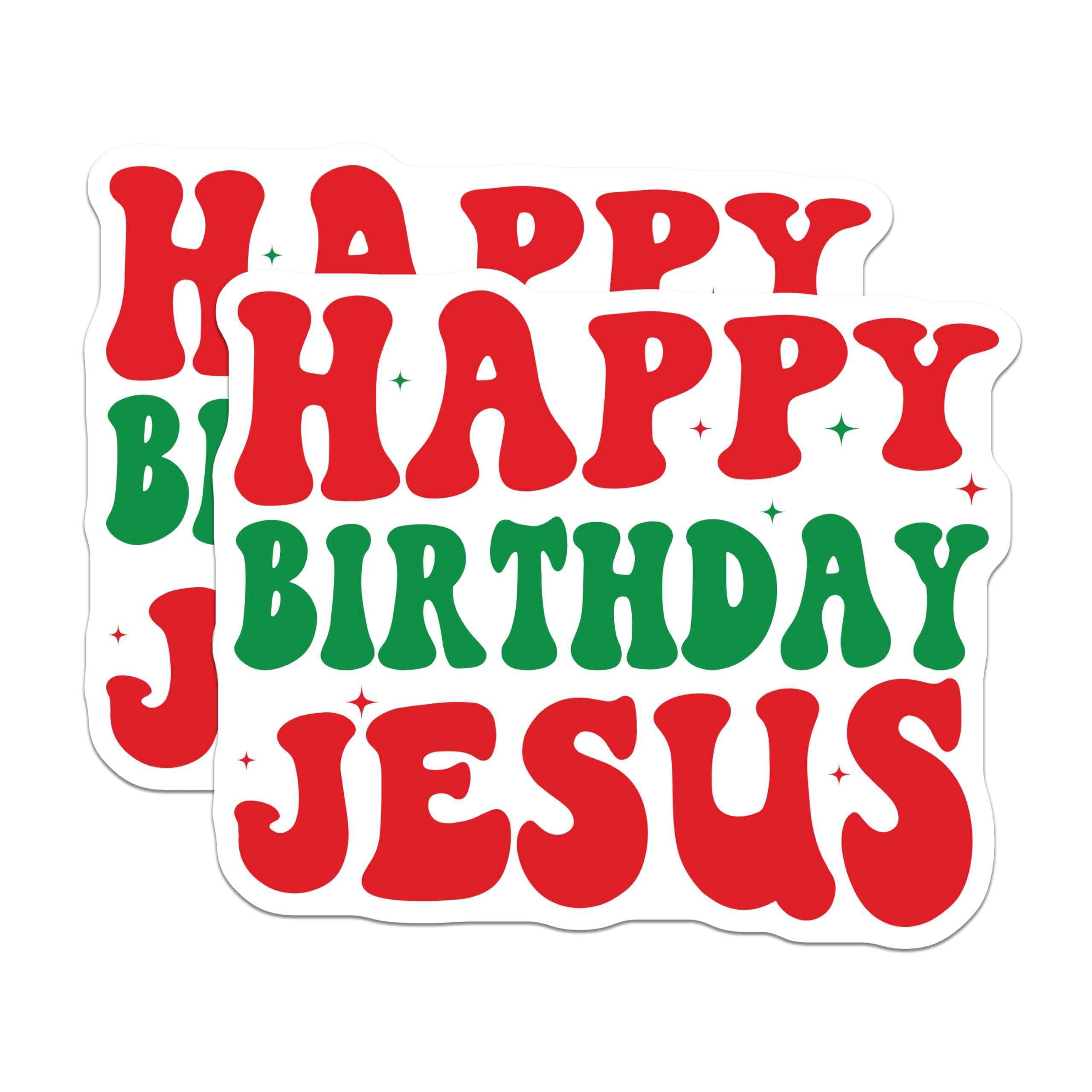(2 Pack) Happy Birthday Jesus Magnets - Christian Christmas Decor - Retro Faith Holiday - 5 Inches On Longest Side - Thick Durable Magnet - Made in USA - MAG29861