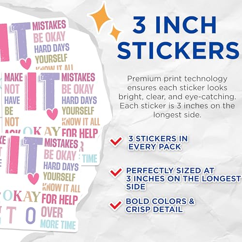 (3 Pack) Inspirational Quote Decals - Motivational Saying Stickers - Laptop Decal - Positive Affirmations - 3 Inches On Longest Side - Easy Peel & Apply - Made in USA - 3MCS7936