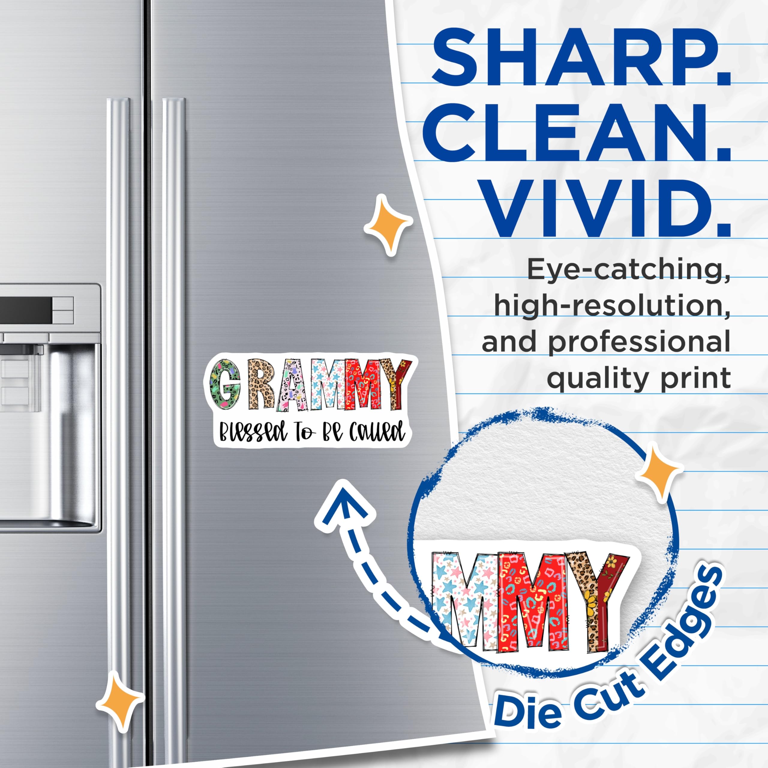 (2 Pack) Grammy Blessed Magnets - Grandmother Grandma - Granny Decor - Grandma Saying - 5" On Longest Side - Premium Magnet - for Cars, Refrigerators, Toolboxes, Lockers - Made in USA - MAG14065