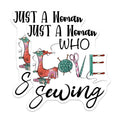 (2 Pack) Woman Who Loves Sewing Magnets - Sewing Machine Art - Quilting Accessories - Seamstress Decor - 5 Inches On Longest Side - Thick Durable Magnet - Made in USA - MAG39540