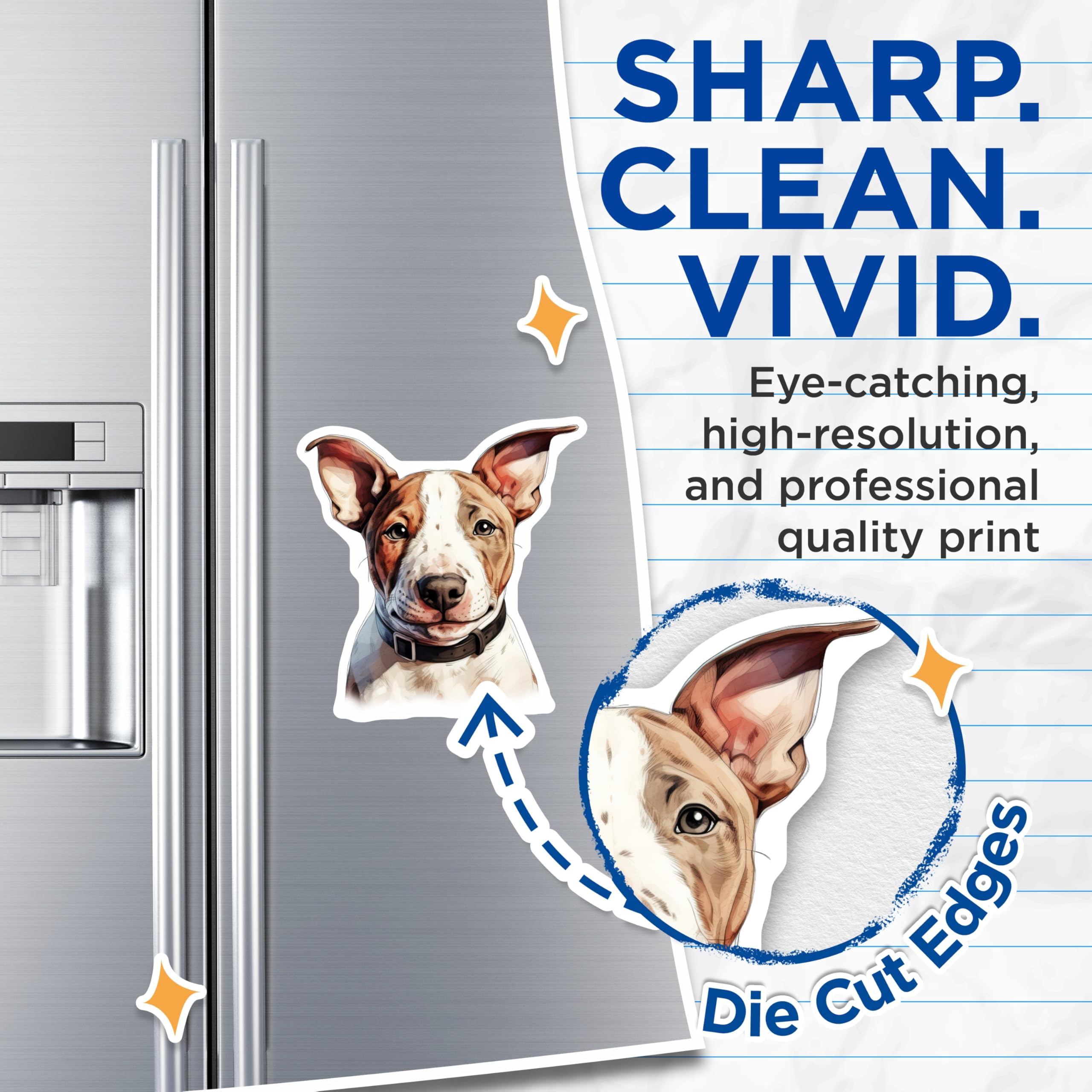(2 Pack) Cute Dog Face Magnets - Pet Owner Refrigerator Decor - Animal Lover Home Accent - 5 Inches On Longest Side - Thick Durable Magnet - Made in USA - MAG26895