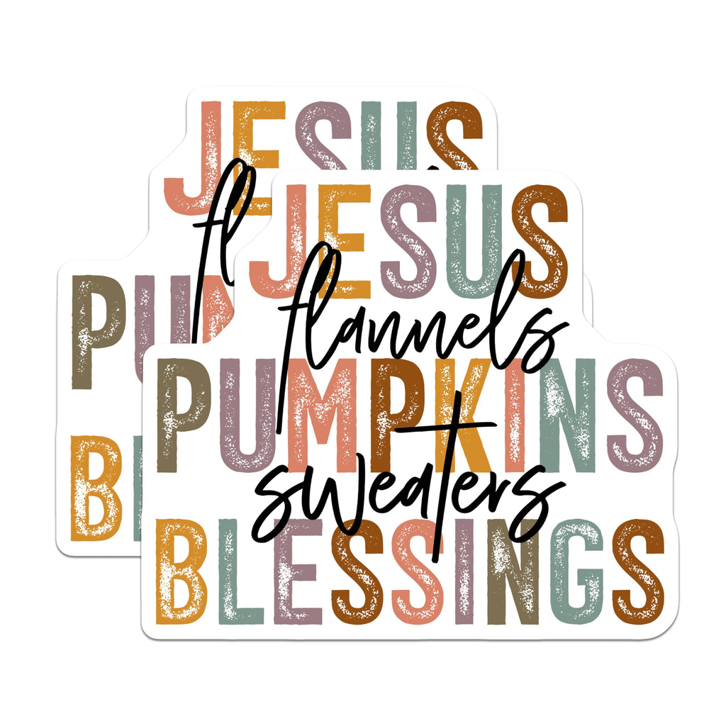 (2 Pack) Jesus Flannels Pumpkins Magnets - Sweaters Blessings Autumn Decor - Christian Fall Fridge Art - 5 Inches On Longest Side - Thick Durable Magnet - Made in USA - MAG29514