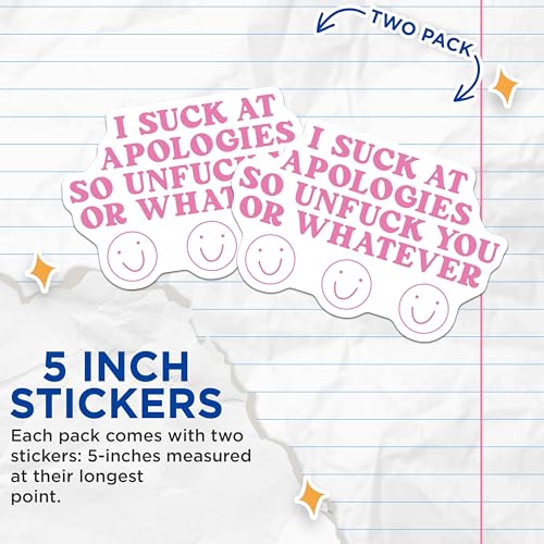 (2 Pack) Funny Quote Stickers - Humorous Decal - 5" On Longest Side - Sticks to Smooth Flat Surfaces - Made in USA - BMCS8482 - BMCS8482