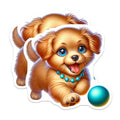 (2 Pack) Adorable Puppy Stickers - Cute Dog Lover - Cartoon Pet Design - 5" On Longest Side - Sticks to Smooth Flat Surfaces - Made in USA - BMCS9440