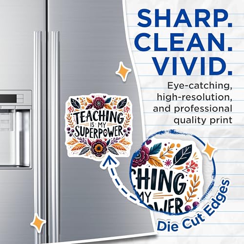 (2 Pack) Teaching is My Superpower Magnets - Inspirational Teacher - Classroom Wall Art - Motivational Quote Magnets - 5" On Longest Side - for Cars, Fridges, Toolboxes - Made in USA - MAG4427
