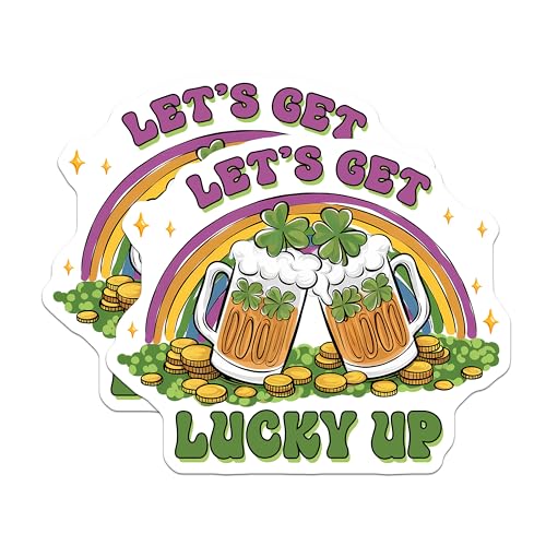 (2 Pack) Let's Get Lucky Up Magnets Magnets - St. Patrick's Day Decor - 5" On Longest Side - Made in USA - Sticks to Refrigerators & Metal Surfaces - MAG8412