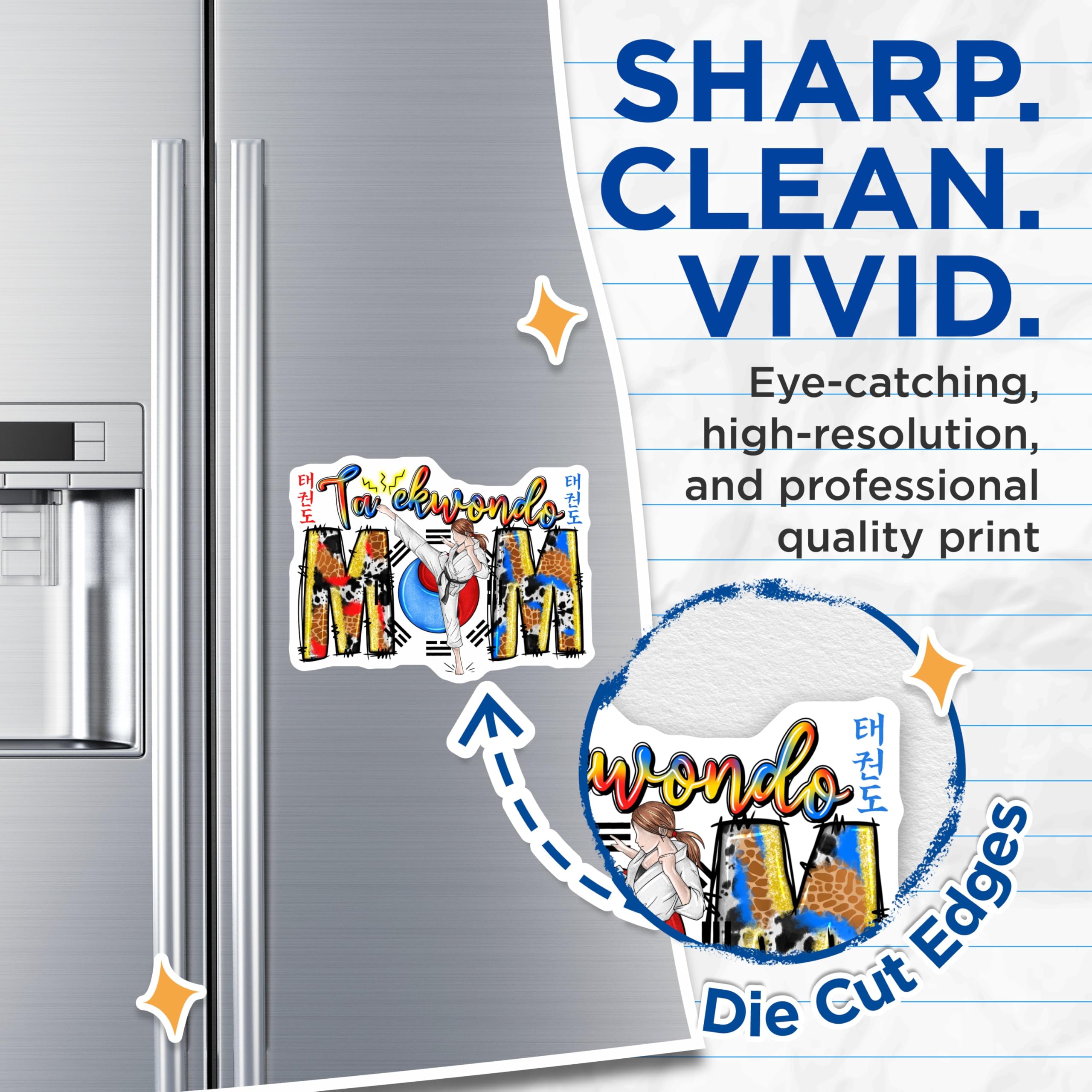 (2 Pack) Taekwondo Mom Magnets - Martial Arts Parent Pride - Korean Dojo Kickboxing Spirit - 5 Inches On Longest Side - Thick Durable Magnet - Made in USA - MAG28583