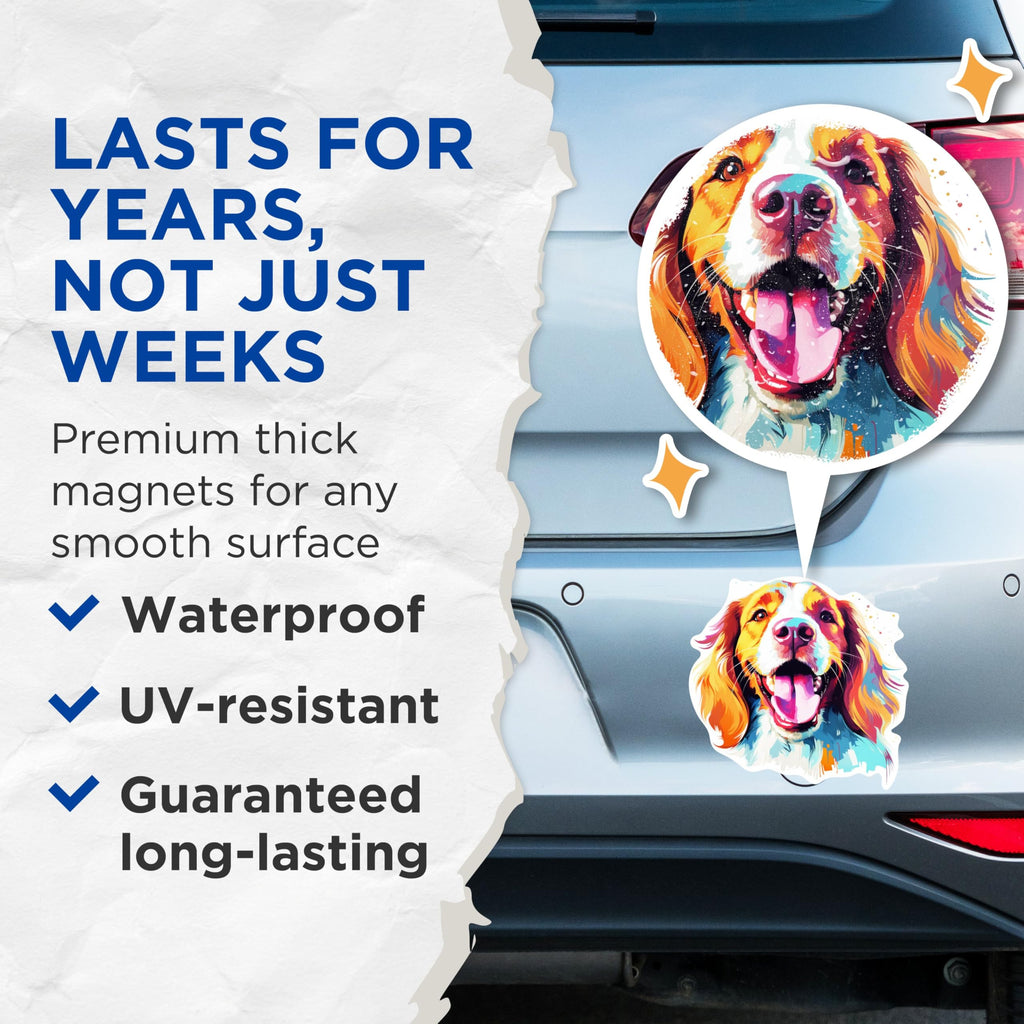 (2 Pack) Welsh Springer Spaniel Dog Breed Magnets- 5 Inches On Longest Side - Choose from Over 100 Dog Breeds - for Cars, Refrigerators, Toolboxes - Made in USA - MAG1978