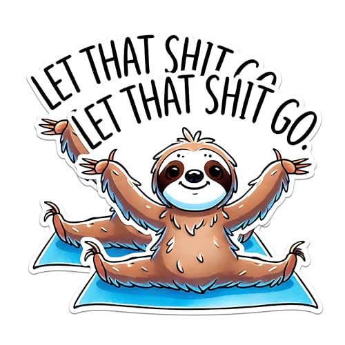 (2 Pack) Funny Sloth Magnets - Let That Shit Go Magnets - Cute Sloth Yoga Pose Magnets- 5" On Longest Side - for Fridges, Toolboxes, Cars - Made in USA - MAG2732