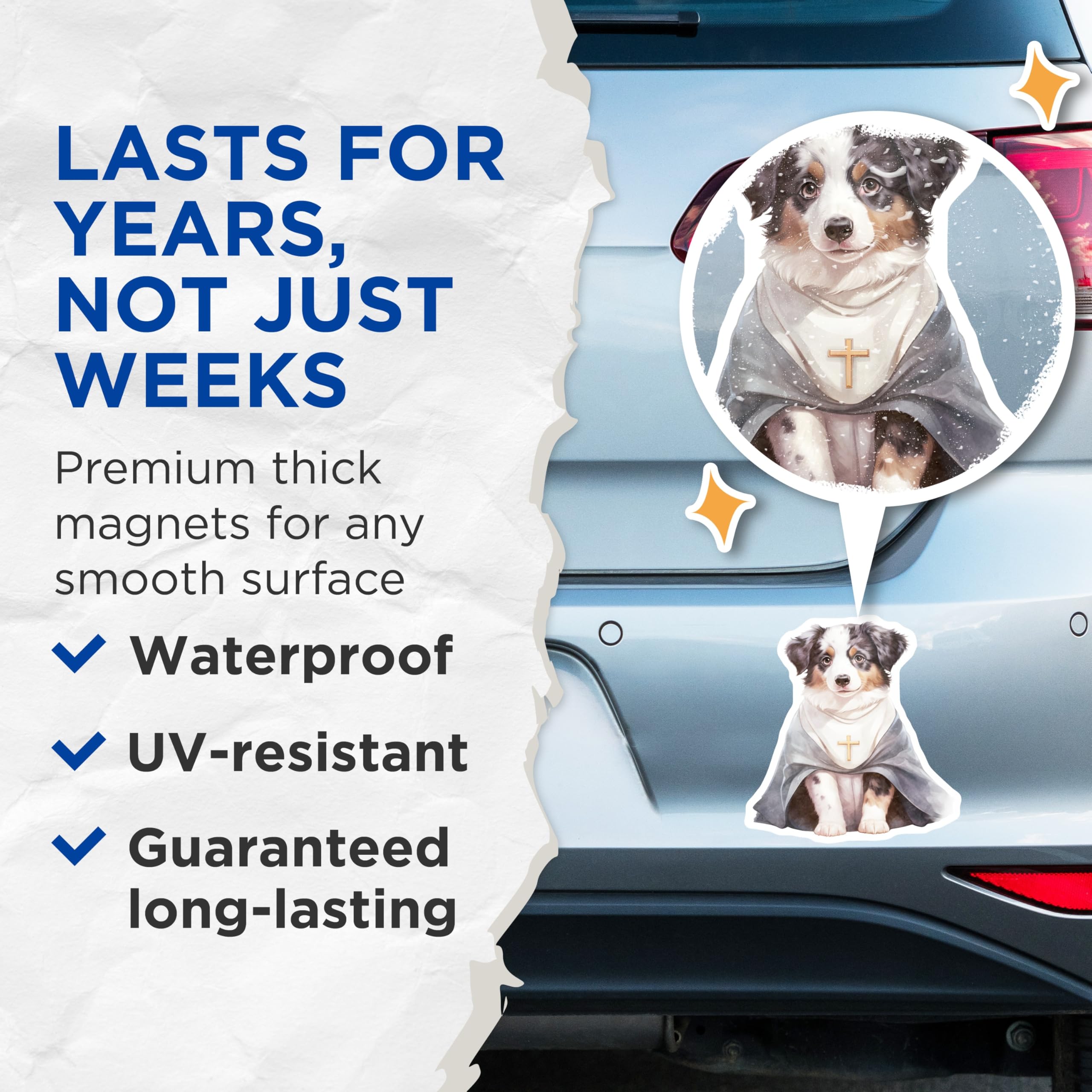 (2 Pack) Religious Dog Magnets - Saint Dog Magnets - Cute Animal Magnets - 5" On Longest Side - Premium Magnet - for Cars, Refrigerators, Toolboxes, Lockers - Made in USA - MAG16756