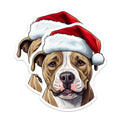 (2 Pack) Christmas Pitbull Magnets - Santa Hat Dog Decor - Festive Bully Breed Fridge Decals - Pet Lover - 5 Inches On Longest Side - Thick Durable Magnet - Made in USA - MAG23620