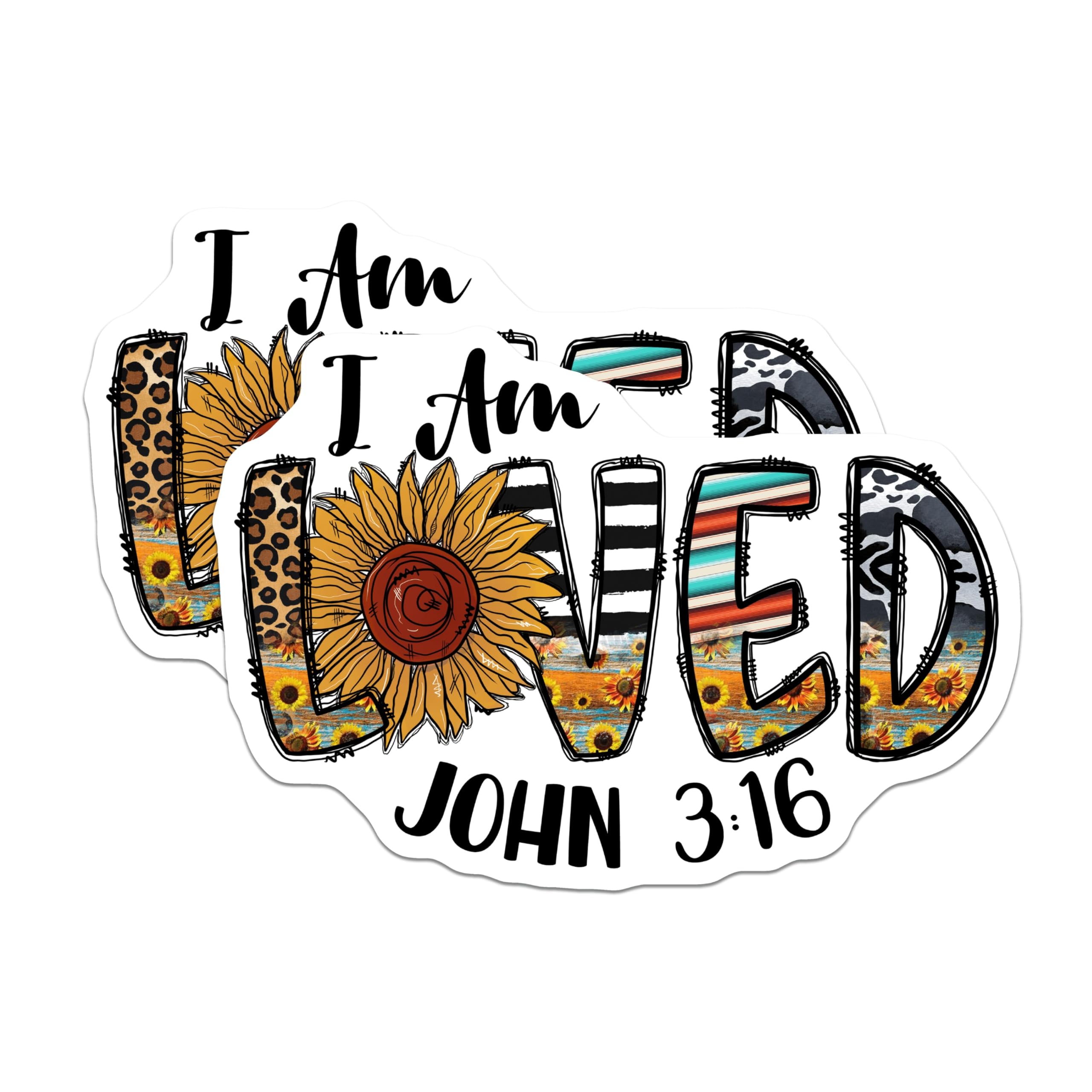 (2 Pack) I Am Loved John 3:16 Magnets - Christian Faith Decor - Sunflower Boho Farmhouse Inspirational Bible Verse Magnets - 5 Inches On Longest Side - Thick Durable Magnet - Made in USA - MAG26453