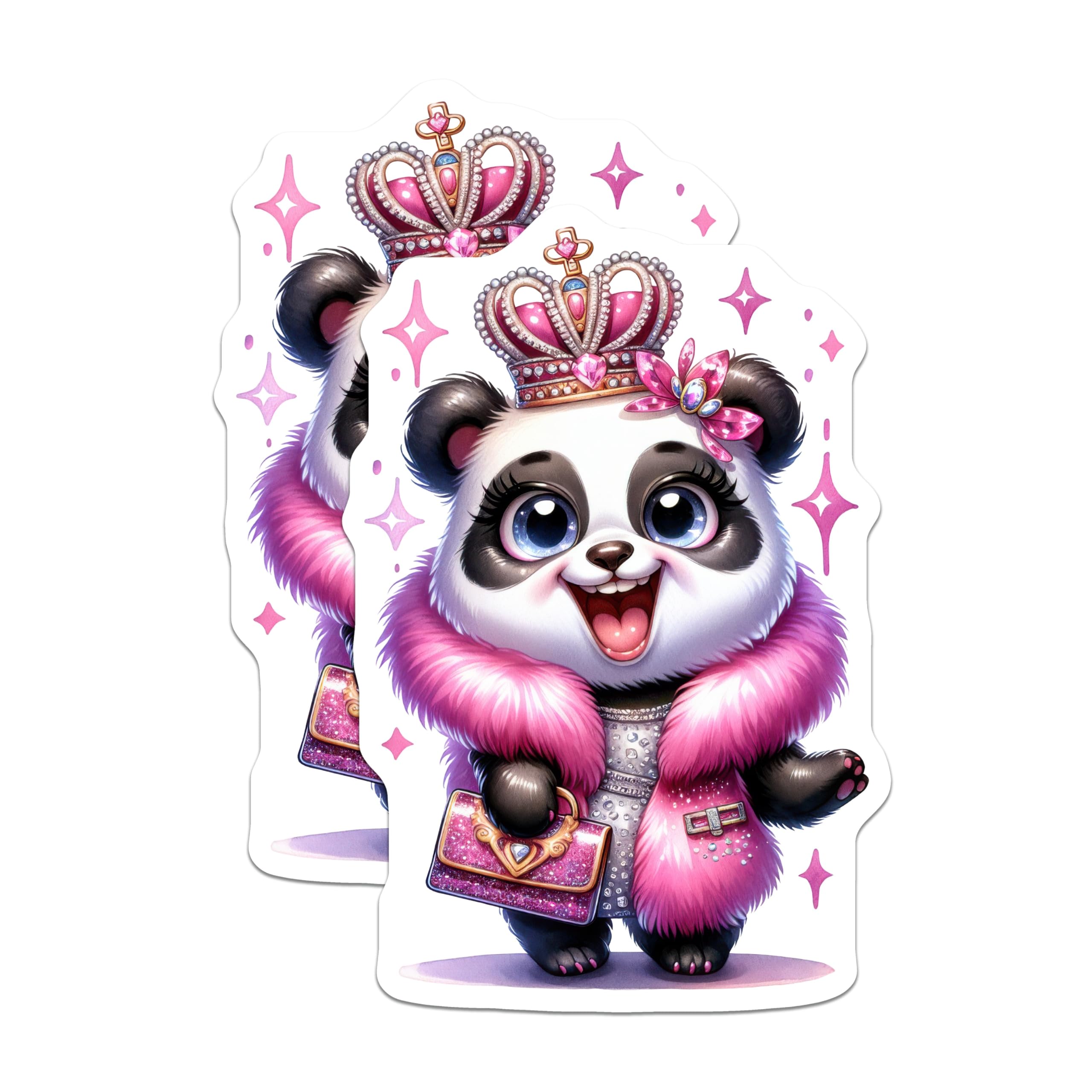 (2 Pack) Cute Panda Magnets - Princess Panda Decor - Adorable Animal Artwork - 5 Inches On Longest Side - Thick Durable Magnet - Made in USA - MAG20187