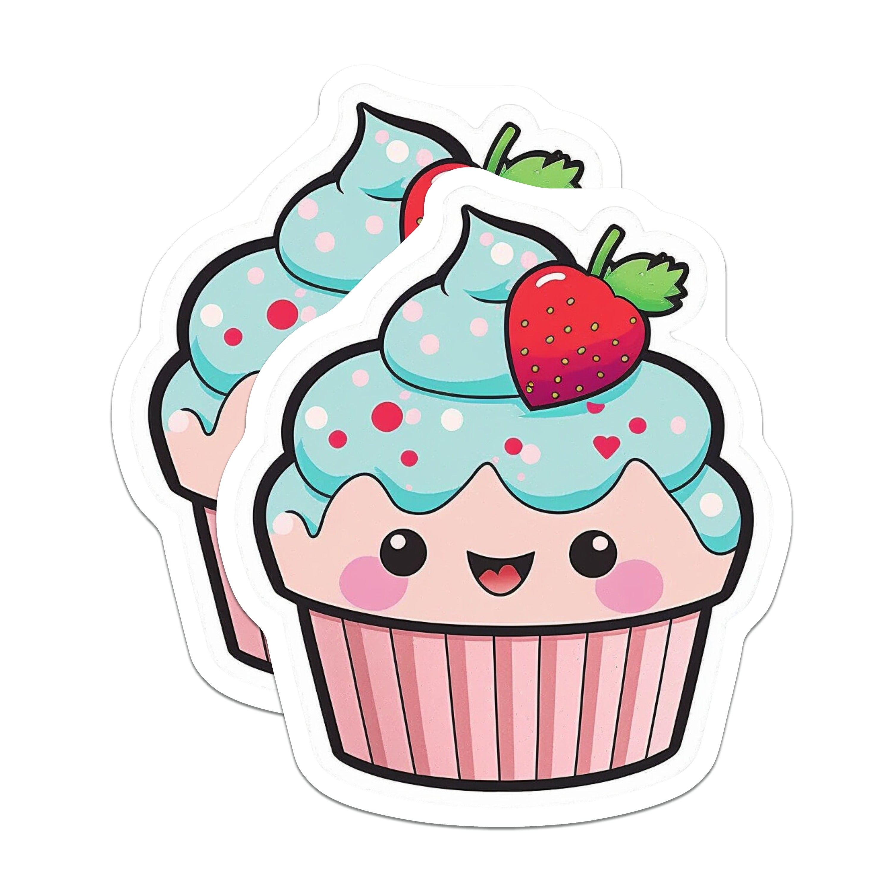 (2 Pack) Cute Cupcake Magnets - Kawaii Dessert Decor - Sweet Food Art Kitchen Fridge - Birthday Party Favor - 5 Inches On Longest Side - Thick Durable Magnet - Made in USA - MAG36603