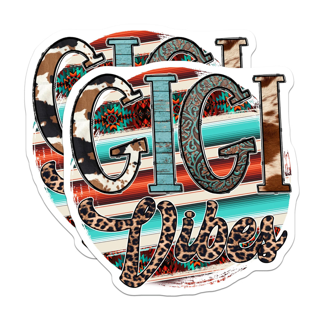 (2 Pack) Gigi Vibes Magnets - Rustic Grandparent Decor - Mother's Day for Gigi - 5 Inches On Longest Side - Thick Durable Magnet - Made in USA - MAG30906
