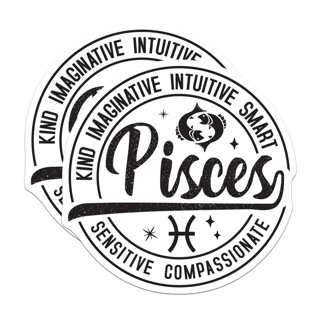 (2 Pack) Pisces Zodiac Stickers - Astrological Signs Stickers - Horoscope Sign Stickers - 5" On Longest Side - Sticks to Smooth Flat Surfaces - Made in USA - BMCS5261