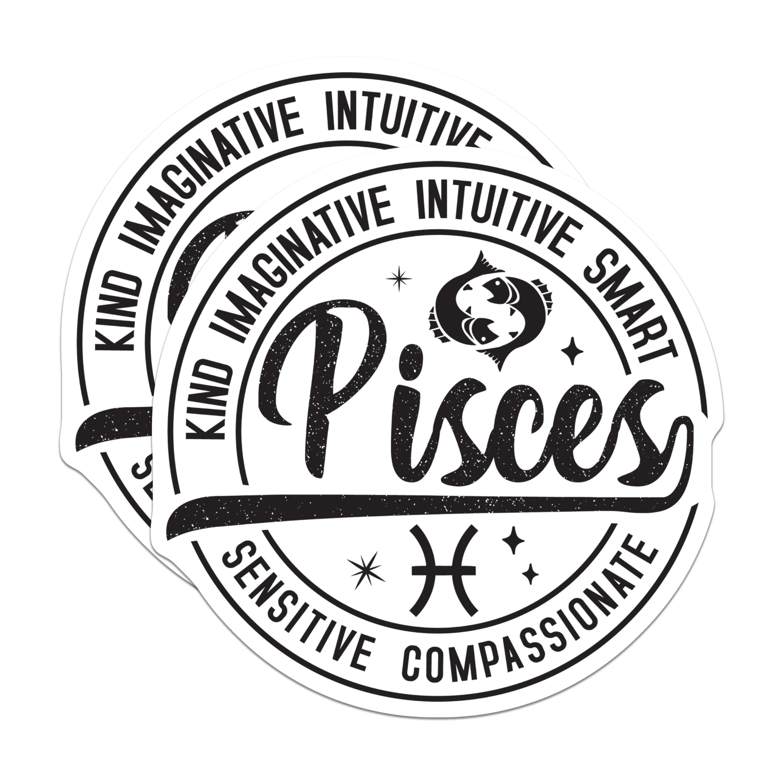 (2 Pack) Pisces Zodiac Stickers - Astrological Signs Stickers - Horoscope Sign Stickers - 5" On Longest Side - Sticks to Smooth Flat Surfaces - Made in USA - BMCS5261
