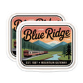 (2 Pack) Blue Ridge Train Magnets - Appalachian Mountain Landscape Art - Vintage Railroad Souvenir Display - 5 Inches On Longest Side - Thick Durable Magnet - Made in USA - MAG19356