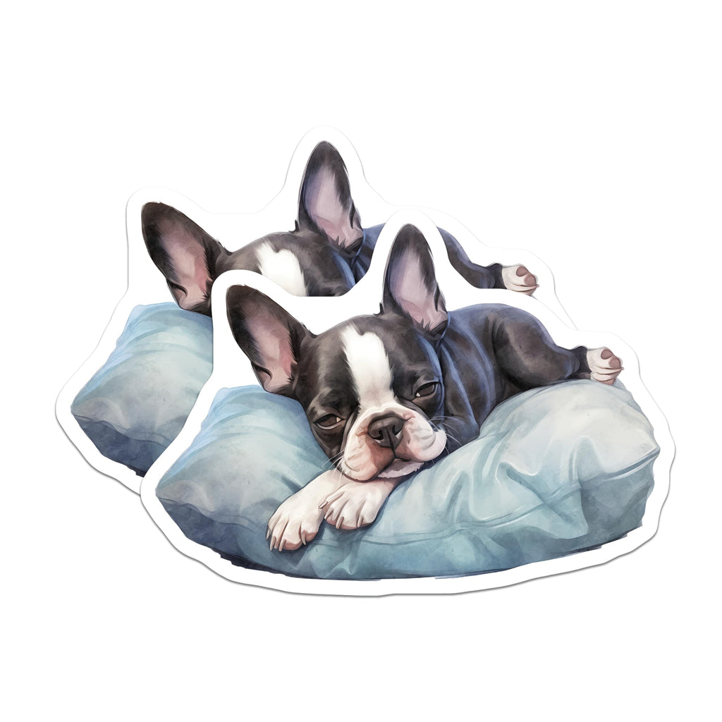 (2 Pack) Boston Terrier Magnets - Sleeping Dog - Home Decor Animal Fridge Magnets - 5" On Longest Side - Premium Magnet - for Cars, Refrigerators, Toolboxes, Lockers - Made in USA - MAG16958