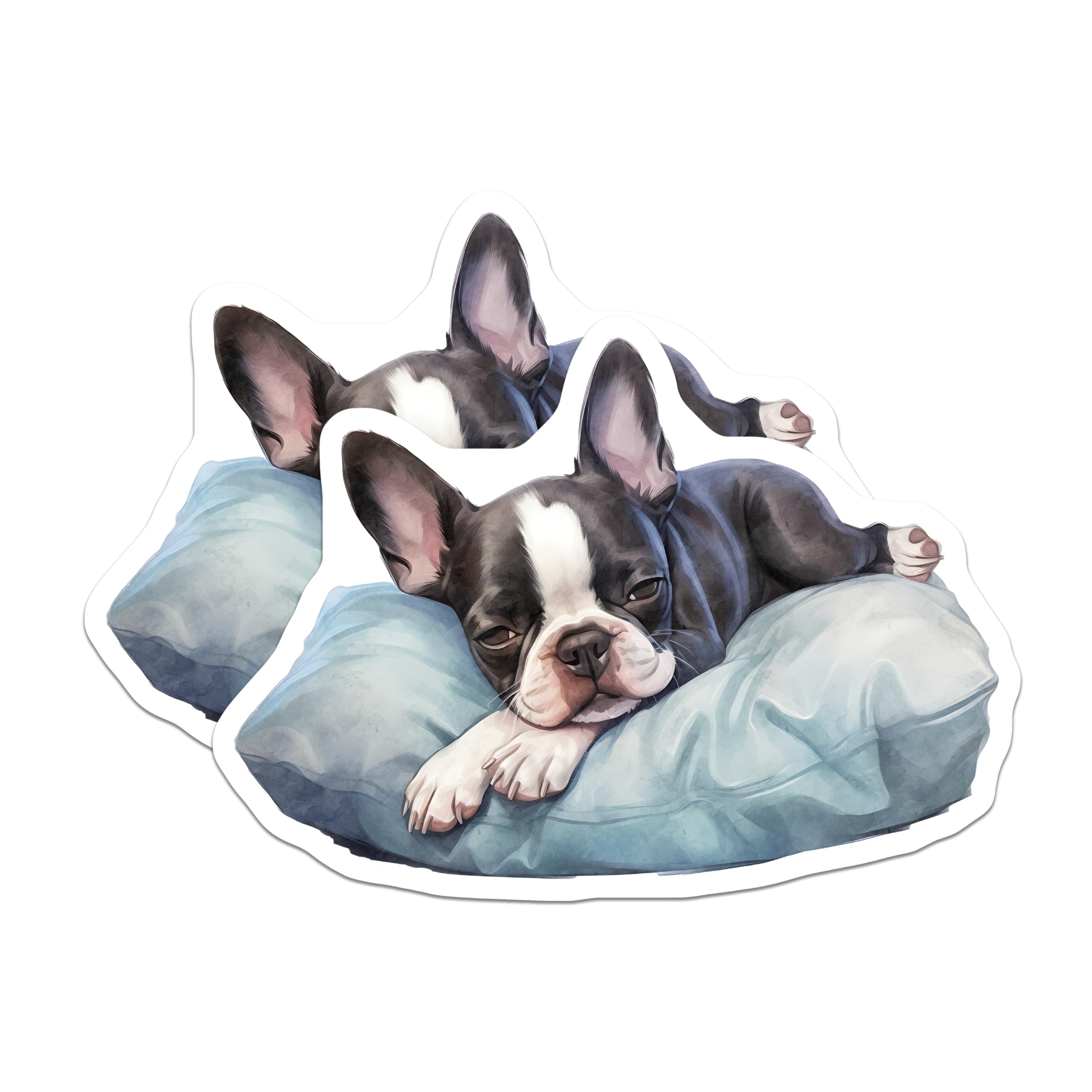 (2 Pack) Boston Terrier Magnets - Sleeping Dog - Home Decor Animal Fridge Magnets - 5" On Longest Side - Premium Magnet - for Cars, Refrigerators, Toolboxes, Lockers - Made in USA - MAG16958