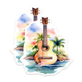 (2 Pack) Watercolor Ukulele Magnets - Tropical Island Paradise Decor - Hawaiian Music Beach Vibes - Coastal Kitchen Souvenirs - 5 Inches On Longest Side - Thick Durable Magnet - Made in USA - MAG20765