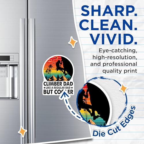 (2 Pack) Climber Dad Magnets - Like a Regular Dad But Cooler - Father's Day - Rock Climbing Dad Gift - Adventure Dad - 5" On Longest Side - for Cars, Fridges, Toolboxes - Made in USA - MAG3963