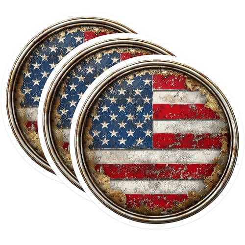 (3 Pack) American Flag Decals - Distressed USA - Patriotic Laptop Decals - 3 Inches On Longest Side - Easy Peel & Apply - Made in USA - 3MCS0046