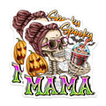 (2 Pack) Spooky Mama Skeleton Magnets - Messy Bun Skull Display - Halloween Jack O Lantern Kitchen Decor - 5 Inches On Longest Side - Thick Durable Magnet - Made in USA - MAG23409