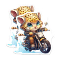 (2 Pack) Motorbike Cat Magnets - Biker Kitten Art - Cool Fridge Magnets - 5" On Longest Side - Premium Magnet - for Cars, Refrigerators, Toolboxes, Lockers - Made in USA - MAG16479