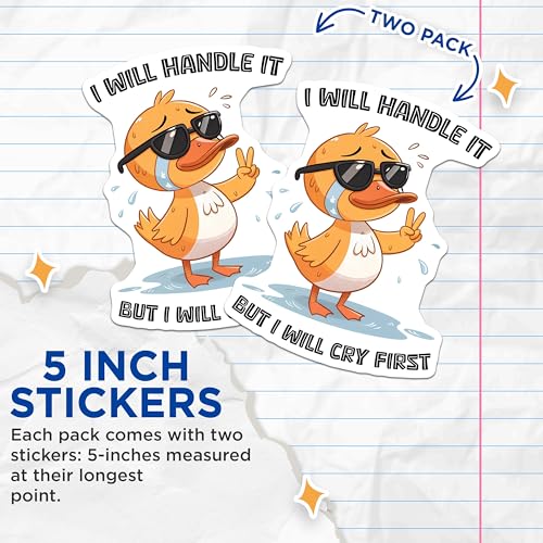 (2 Pack) Cute Duck Stickers - Funny Animal Stickers - Waterproof Vinyl Decals - 5" On Longest Side - Sticks to Any Smooth Flat Surface - Made in USA - BMCS3310