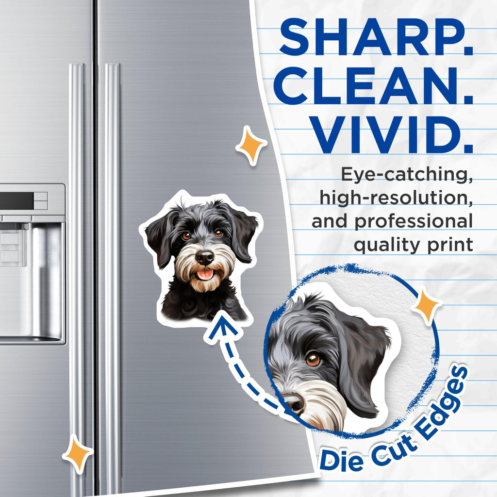 (2 Pack) Adorable Schnauzer Dog Magnets - Pet Lover Refrigerator Decor - Scruffy Terrier Companion Collectibles - 5 Inches On Longest Side - Thick Durable Magnet - Made in USA - MAG27080