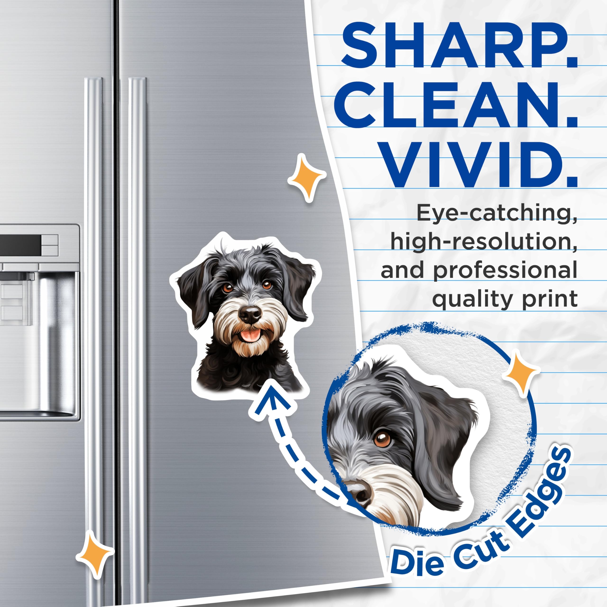 (2 Pack) Adorable Schnauzer Dog Magnets - Pet Lover Refrigerator Decor - Scruffy Terrier Companion Collectibles - 5 Inches On Longest Side - Thick Durable Magnet - Made in USA - MAG27080