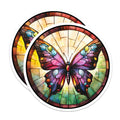 (2 Pack) Stained Glass Butterfly Magnets - Vibrant Floral Decor - Refrigerator Art Collectible - 5 Inches On Longest Side - Thick Durable Magnet - Made in USA - MAG30087
