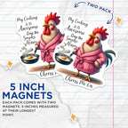 (2 Pack) Funny Chicken Magnets - Smoke Alarm Chef - Retro Kitchen ation - 5" On Longest Side - for Cars, Fridges, Toolboxes - Made in USA - MAG4508