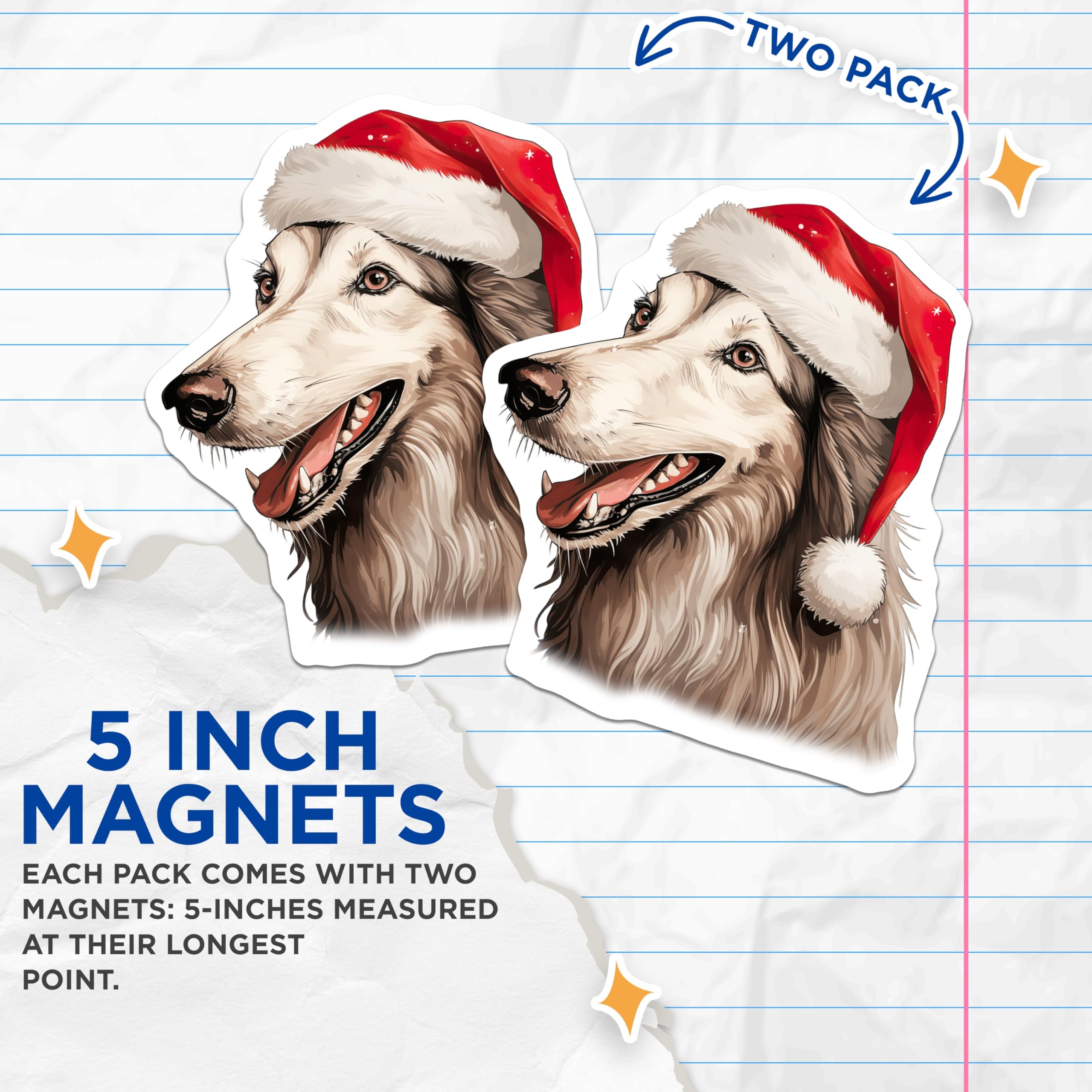 (2 Pack) Christmas Dog Magnets - Festive Santa Hat Husky Refrigerator Magnets - Holiday Pet Decor Set - 5 Inches On Longest Side - Thick Durable Magnet - Made in USA - MAG29179