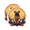 (2 Pack) Pug Buddha Magnets - Meditating Zen Dog Art - Spiritual Animal Decor - 5 Inches On Longest Side - Thick Durable Magnet - Made in USA - MAG23140