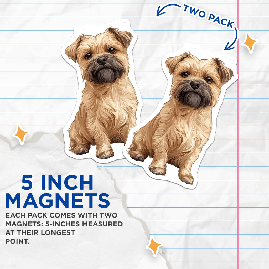 (2 Pack) Cute Terrier Dog Magnets - Fluffy Canine Refrigerator Decor - Pet Owner Kitchen Display - 5 Inches On Longest Side - Thick Durable Magnet - Made in USA - MAG27666