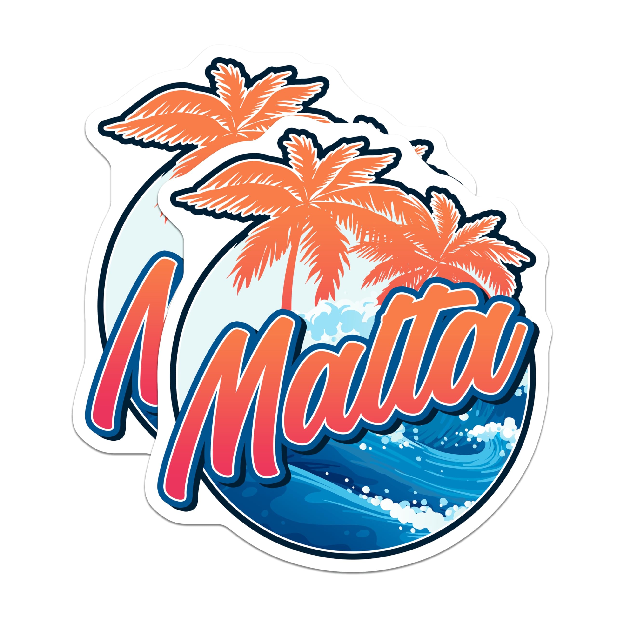 (2 Pack) Malta Magnets - Travel Souvenir - Tropical Island Decor - 5" On Longest Side - Premium Magnet - for Cars, Refrigerators, Toolboxes, Lockers - Made in USA - MAG18092