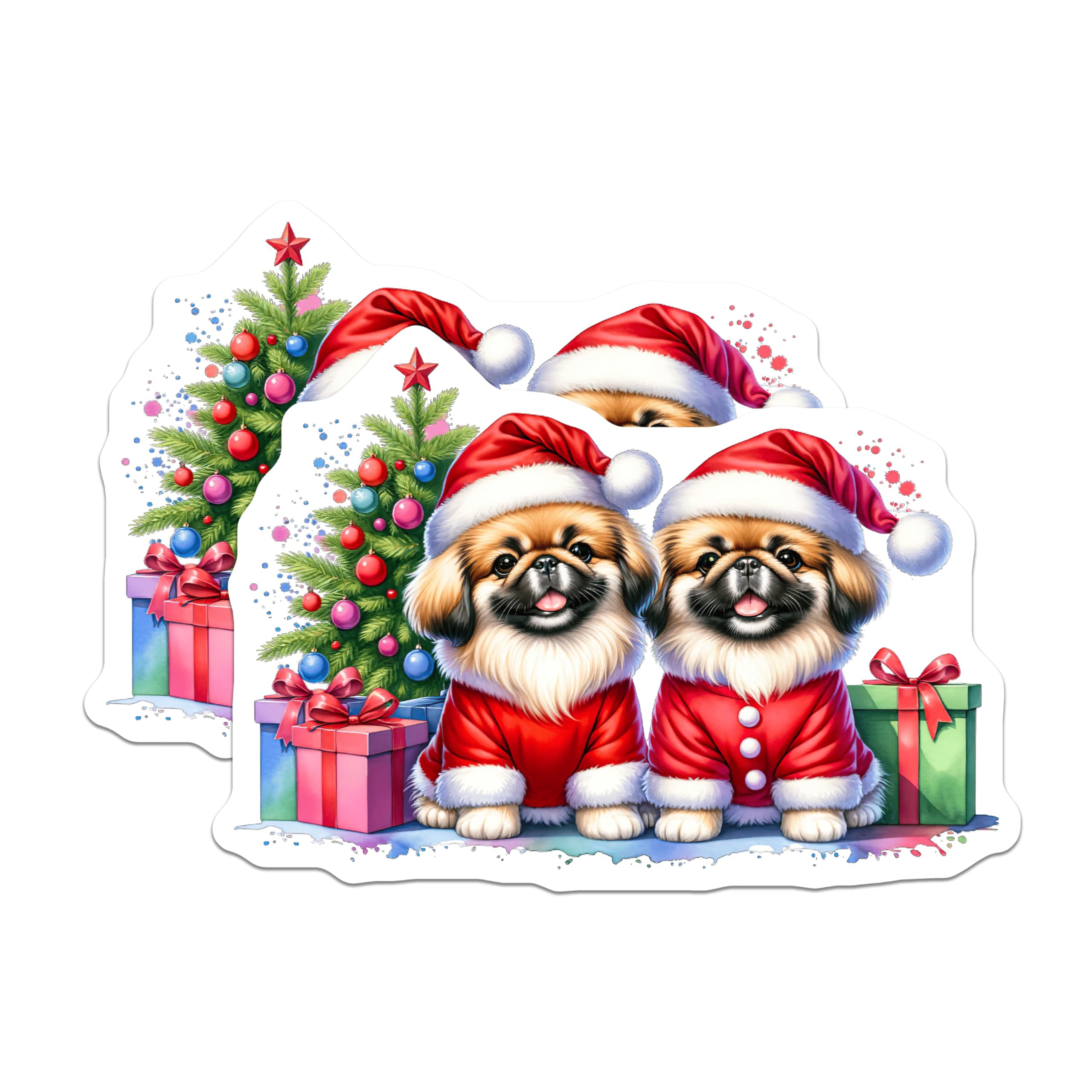 (2 Pack) Cute Christmas Dog Magnets - Santa Pet Lover Decor - Festive Refrigerator Magnets for Dog Parents - 5 Inches On Longest Side - Thick Durable Magnet - Made in USA - MAG28891