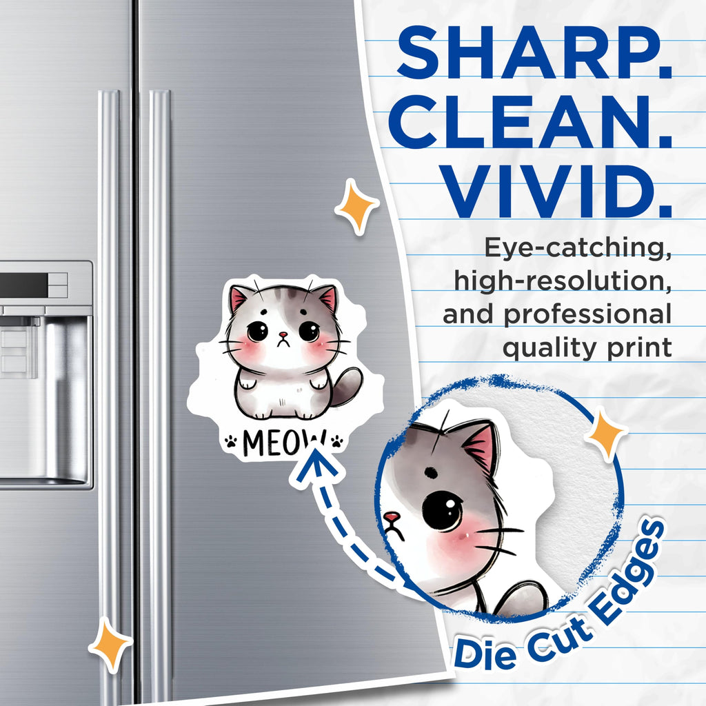 (2 Pack) Cat Magnets - Cute Kitten Decor - Fridge Refrigerator Magnets - 5" On Longest Side - Premium Magnet - for Cars, Refrigerators, Toolboxes, Lockers - Made in USA - MAG15306