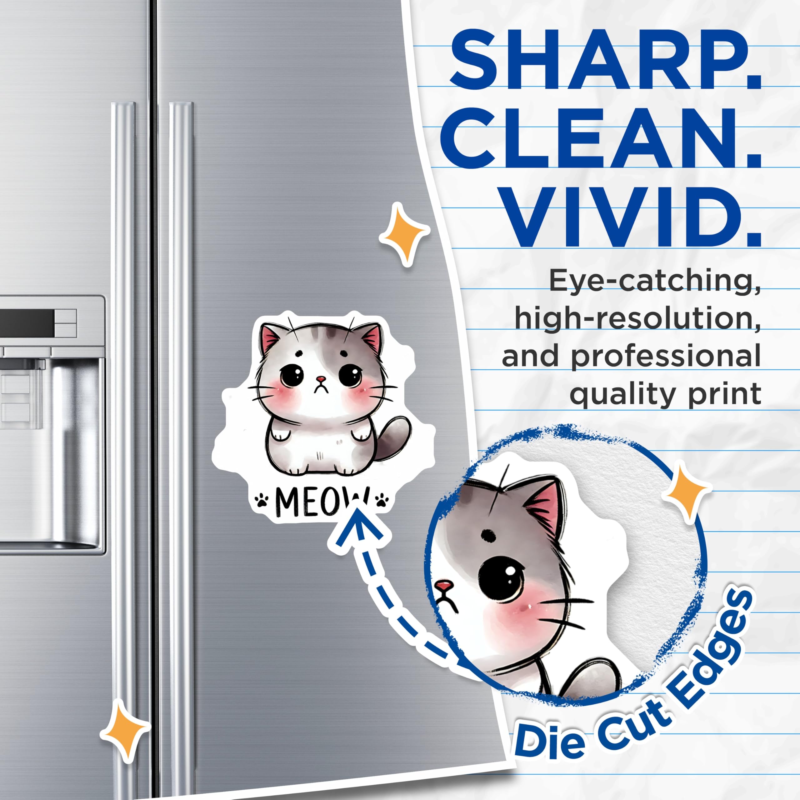 (2 Pack) Cat Magnets - Cute Kitten Decor - Fridge Refrigerator Magnets - 5" On Longest Side - Premium Magnet - for Cars, Refrigerators, Toolboxes, Lockers - Made in USA - MAG15306