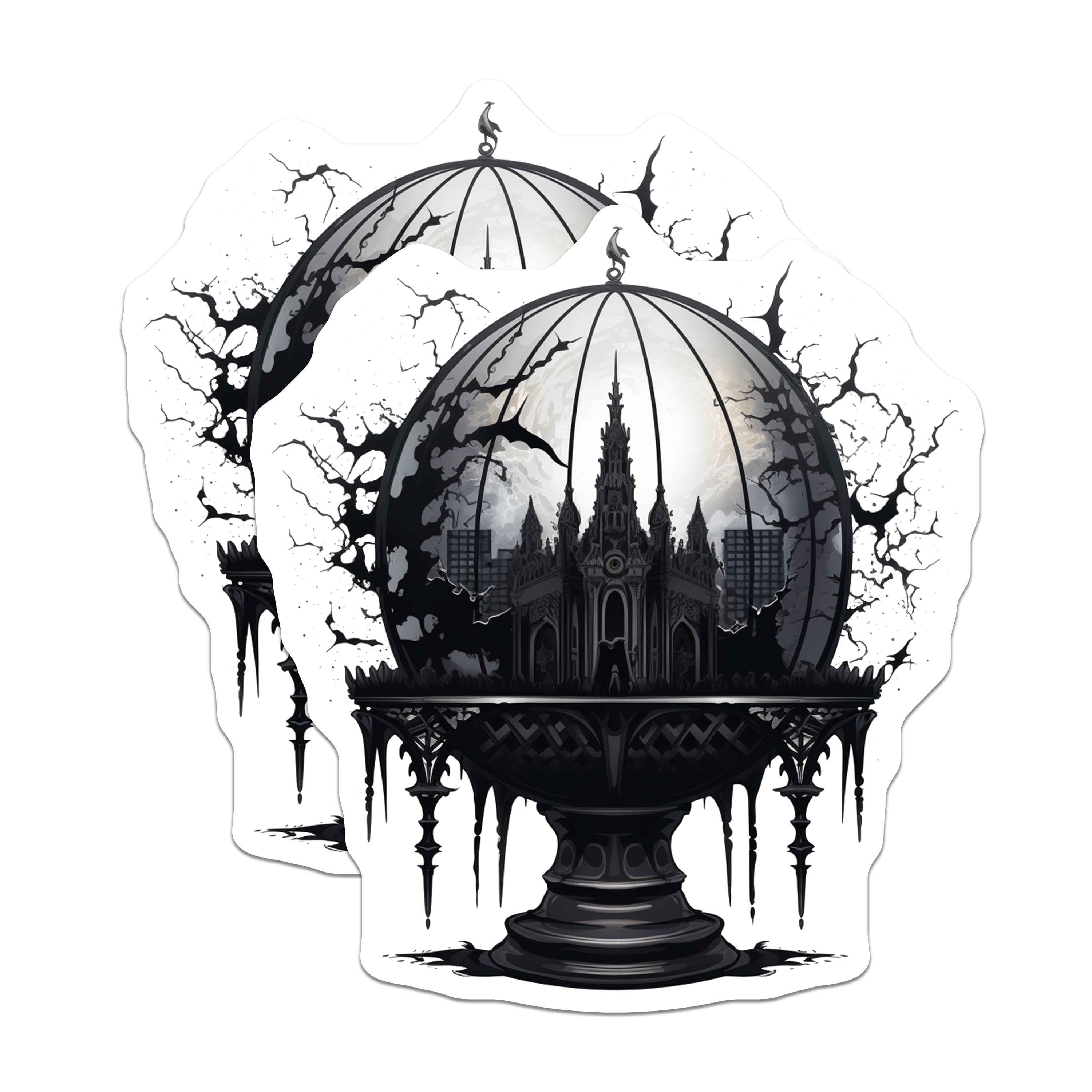 (2 Pack) Gothic Cathedral Magnets - Dark Academia Decor - Spooky Fantasy Home Art - Halloween Fridge Display - 5 Inches On Longest Side - Thick Durable Magnet - Made in USA - MAG38995