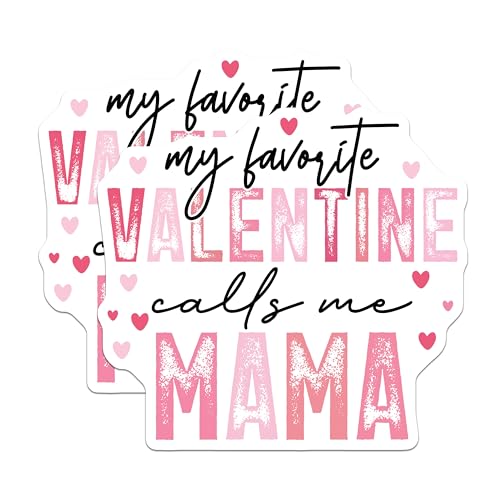 (2 Pack) Valentines Day Stickers - Mama Stickers - Love Stickers for Mom - 5" On Longest Side - Sticks to Any Smooth Flat Surface - Made in USA - BMCS3070