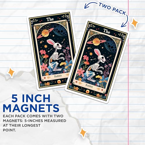 (2 Pack) Rabbit Skeleton Magnets - Space Rabbit - Astro Bunny Magnets - Gothic Rabbit - Halloween Rabbits - 5" On Longest Side - for Cars, Fridges, Toolboxes - Made in USA - MAG3628