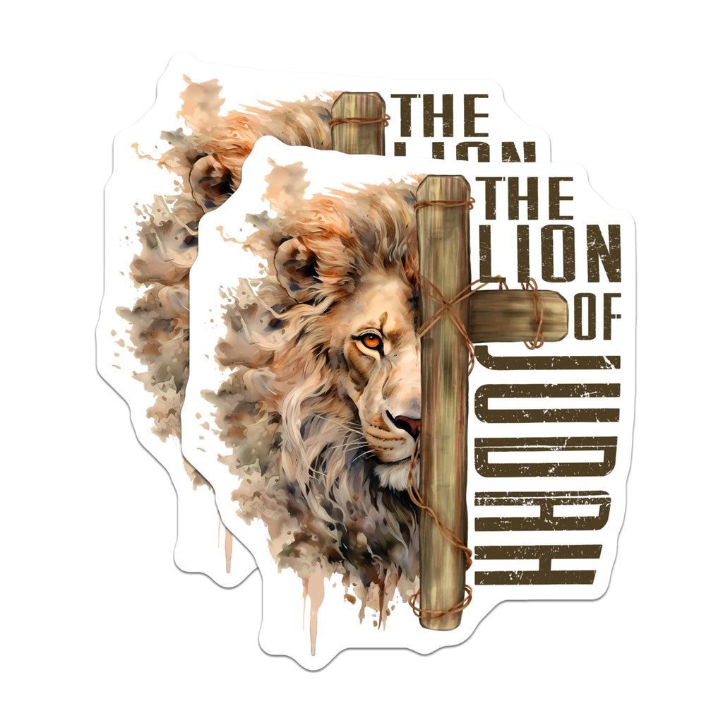 (2 Pack) Lion of Judah Stickers - Inspirational Faith Stickers - Christian Religious Stickers - 5" On Longest Side - Sticks to Any Smooth Flat Surface - Made in USA - BMCS3416