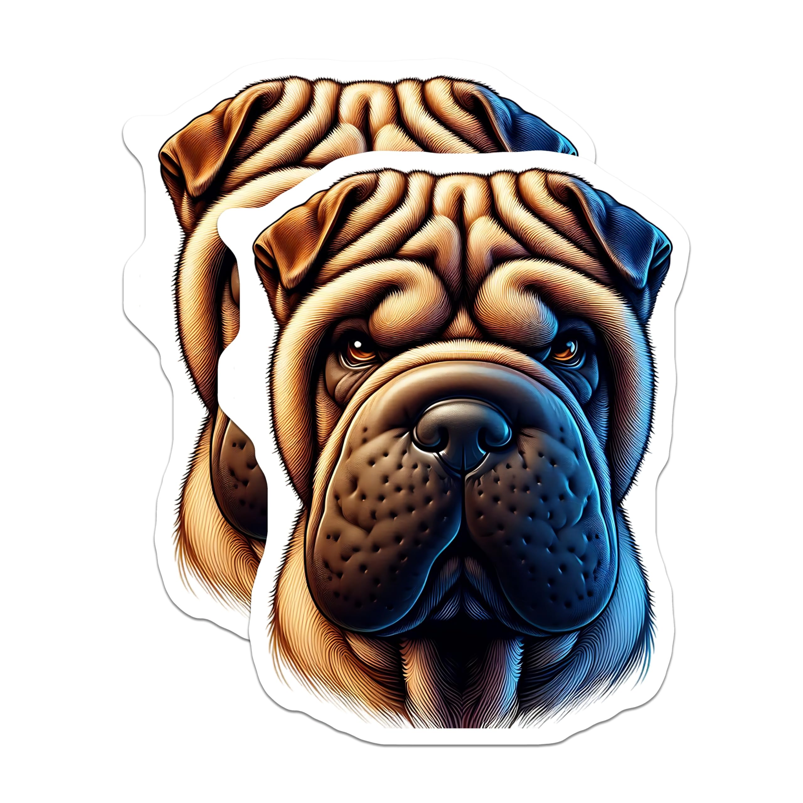 (2 Pack) Shar-Pei Dog Magnets - Wrinkled Dog Breed - Cute Canine Decor - 5" On Longest Side - Premium Magnet - for Cars, Refrigerators, Toolboxes, Lockers - Made in USA - MAG15776